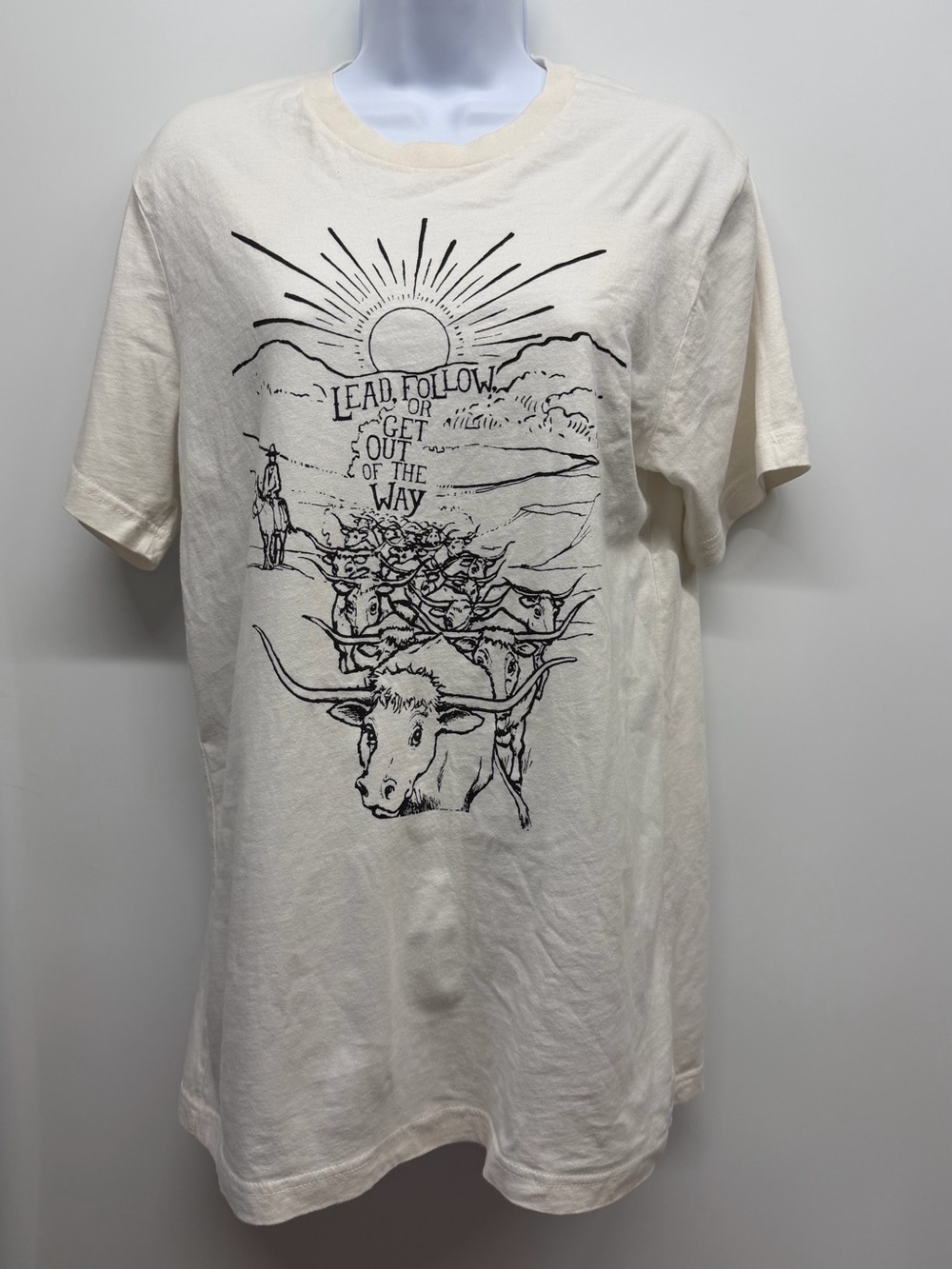Bella Canvas Cream Short-Sleeve Graphic Tee with Black Western Print